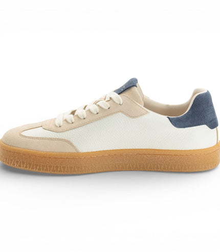 Tamaris Men's Off White Leather Red Stripe Trainer Sneaker Shoes