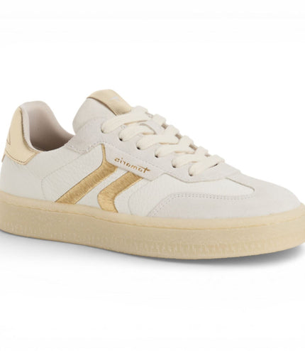 Tamaris Women's White Leather Golden Stripes Trainers Sneaker Shoes