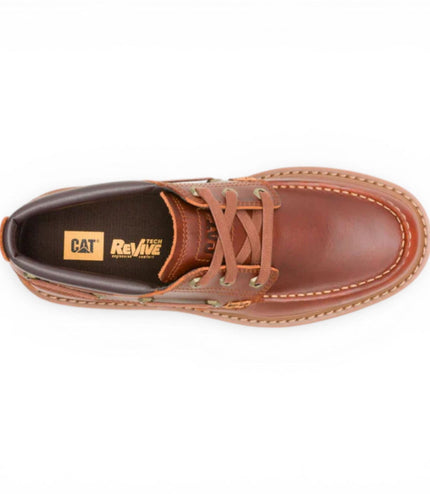 CAT (Caterpillar) Mens Dark Russet Brown Leather Low-Cut Boots - Colorado Boat Lo