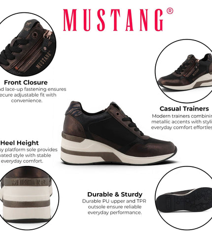 Mustang Women's Black Platform Sneaker Trainer Casual Shoes - M0872003