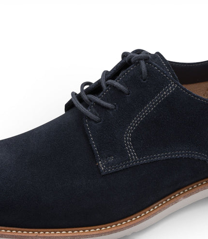 Tamaris Men's Navy Blue Suede Leather Plain Toe Smart Derby Shoes