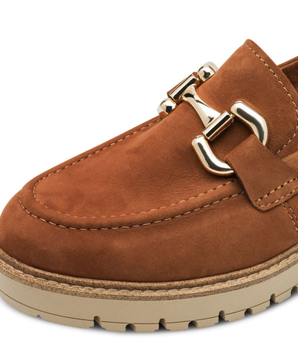 Tamaris Womens Cognac Tan Brown Leather Loafers Slip-On Platform Shoes