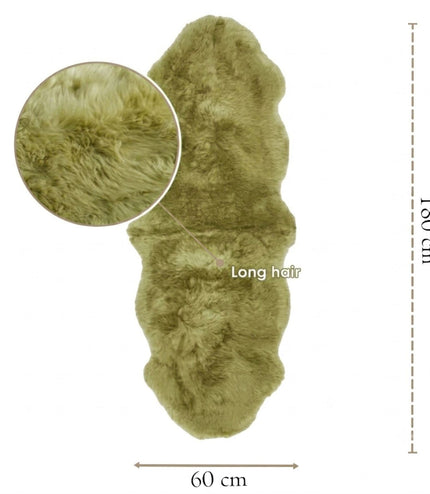 Genuine Sheepskin Green Double Natural Fluffy Silky Soft Real Wool Rug