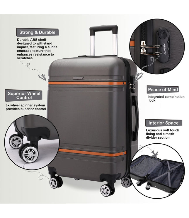 Calgary Large Hard Shell Suitcase in Charcoal Black