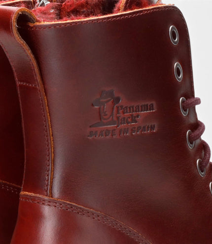 Panama Jack Women's Burgundy Leather Waterproof Warm Lace-Up Boots - Padma B25