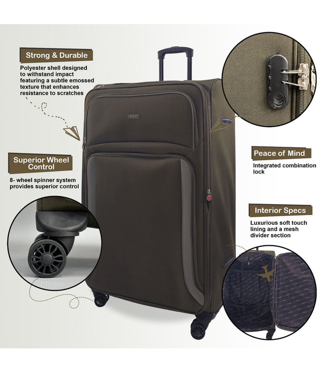 Arundel Extra Large Soft Shell Suitcase in Khaki