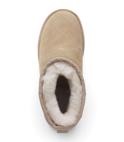 Women’s Sand Brown Genuine Sheepskin Real Fur Winter Ankle Boots - Frost