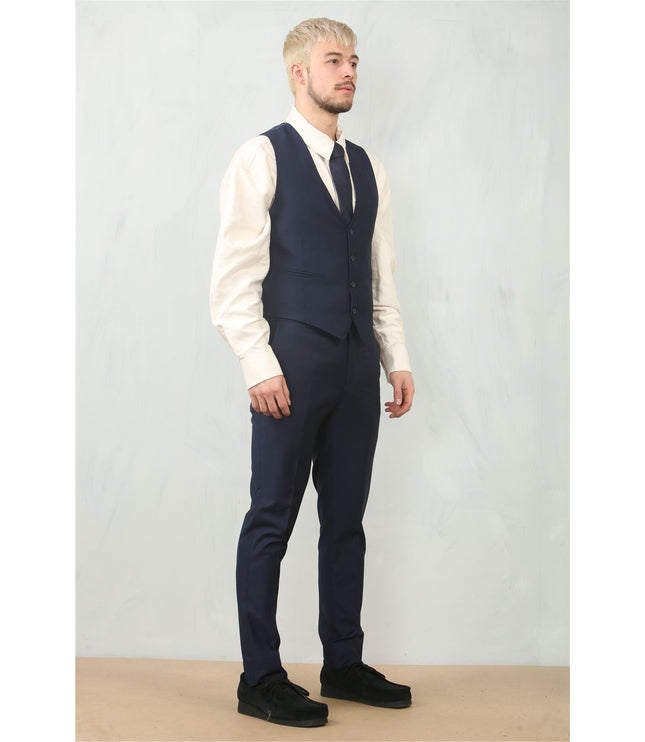 Men's Navy 3 Piece Formal Classic Prom Suit Workwear