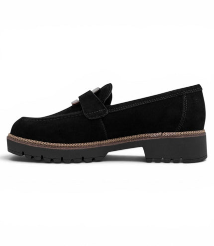 Tamaris Women's Black Suede Leather Loafer Casual Shoes - 24722-43