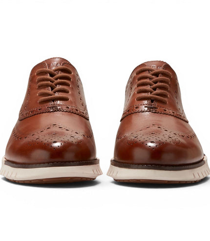 Cole Haan Men's ZeroGrand Wingtip Oxford Trainer Brown Leather Sneakers - C39602