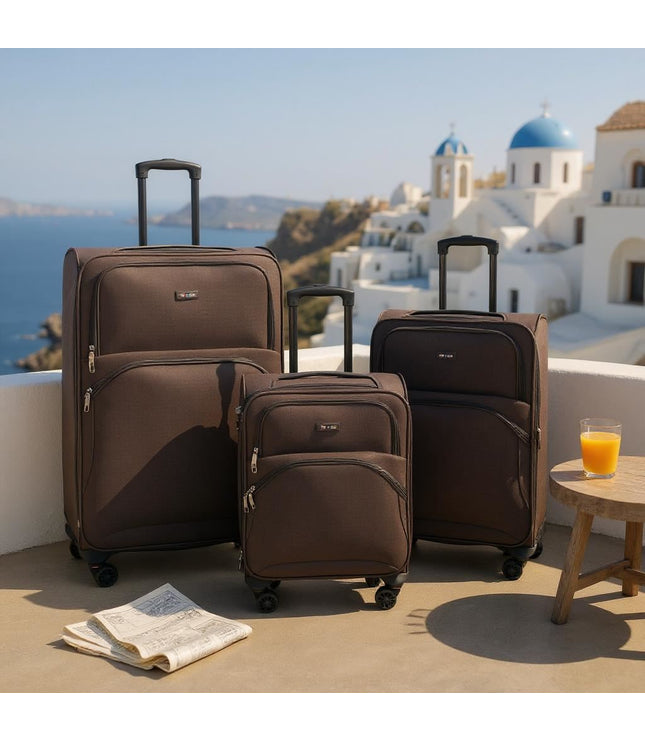 Gosford Set of 3 Soft Shell Suitcase in Brown