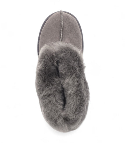 Women's Sheepskin Suede Ankle Grey Slip-On Bootie Winter - Glacier