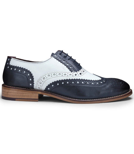 Mens Classic Oxford Navy/White Leather Gatsby Brogue Shoes