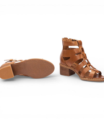 Pikolinos Women's Brown Leather Block-Heel Gladiator Sandals - Blanes