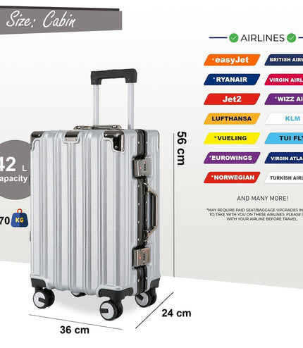 Airdrie Cabin Hard Shell Suitcase in Silver