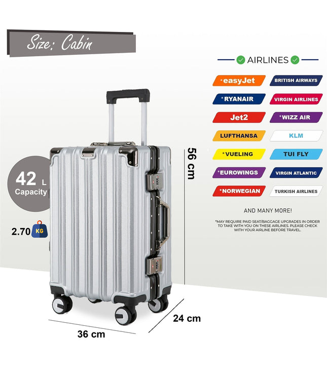 Airdrie Cabin Hard Shell Suitcase in Silver
