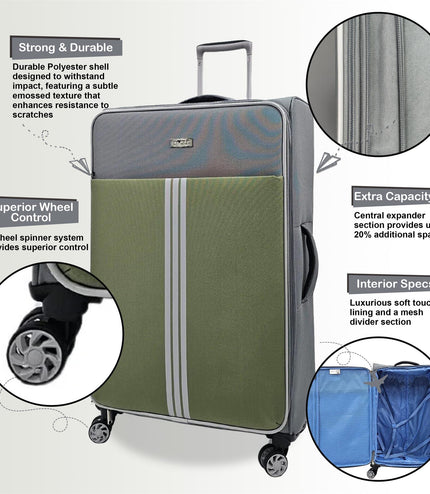 Beverley Medium Soft Shell Suitcase in Grey