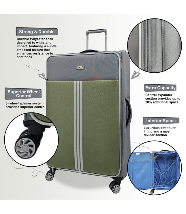 Beverley Medium Soft Shell Suitcase in Grey