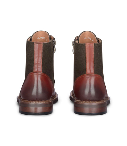 Justin Reess Men's Khaki Brown Brogue Leather Ankle Boots - Clifford