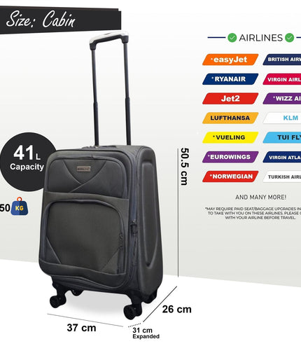Nagoya Cabin Soft Shell Suitcase in Grey