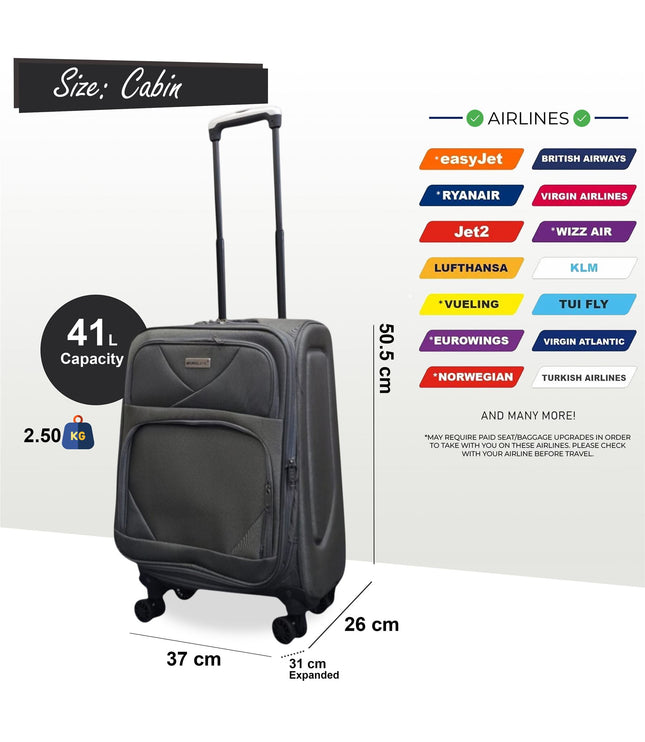 Nagoya Cabin Soft Shell Suitcase in Grey