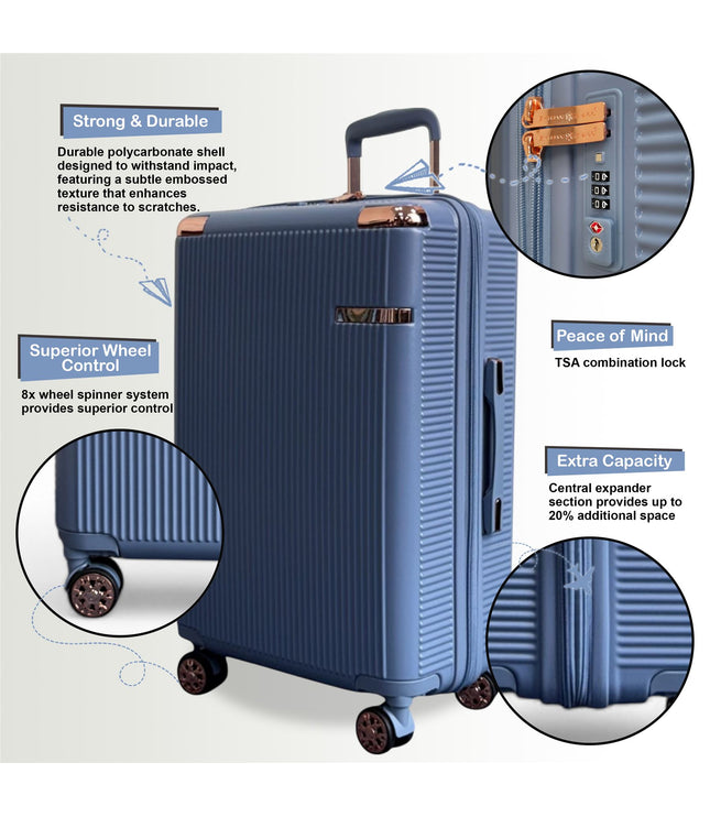 Cowra Set of 3 Hard Shell Suitcase in Blue