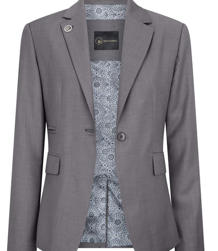Women's 3 Piece Tailored Fit Plain Grey Formal Office Suit