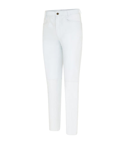 Womens White Lamb Leather 501 Biker Jeans - Ankara