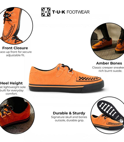 TUK Pointed Creeper Sneaker Orange Cow Suede Platform Shoes - A9182