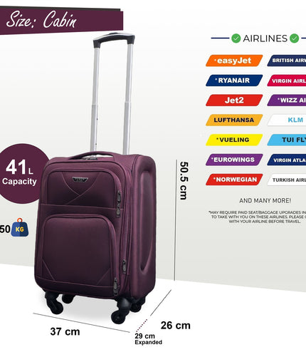 Nagoya Cabin Soft Shell Suitcase in Purple