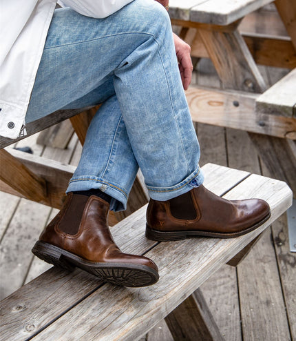 Windsorsmith Mens Brown Leather Chelsea Ankle Dealer Boots - Sergio