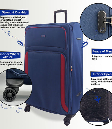 Arundel Large Soft Shell Suitcase in Navy