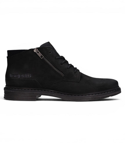 Bugatti Mens Black Leather Lace-up Chukka Ankle Boots - Rigalo Evo C30