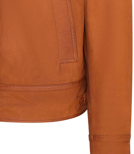 Mens Real Sheep Suede Bomber Jacket Aviator Jacket with Fur Lining - Tan
