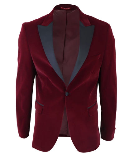 Mens Burgundy Velvet Dinner Tuxedo Suit Jacket Blazer