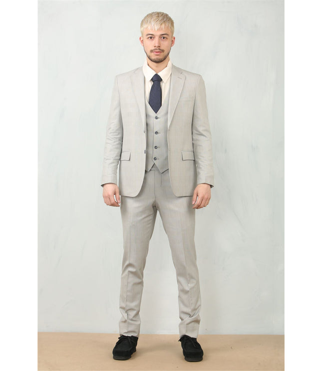 Men's 3 Piece Prince Of Wales Grey Suit Workwear
