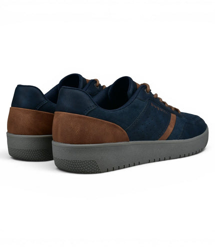 Bugatti Men's Navy Blue Leather Fashion Comfort Trainer Shoes - Llopart
