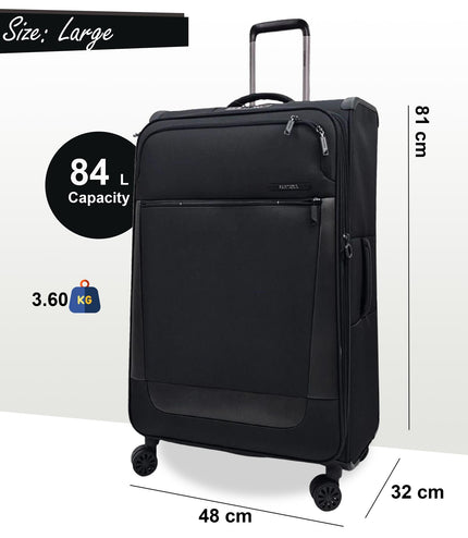 Bourne Large Soft Shell Suitcase in Black