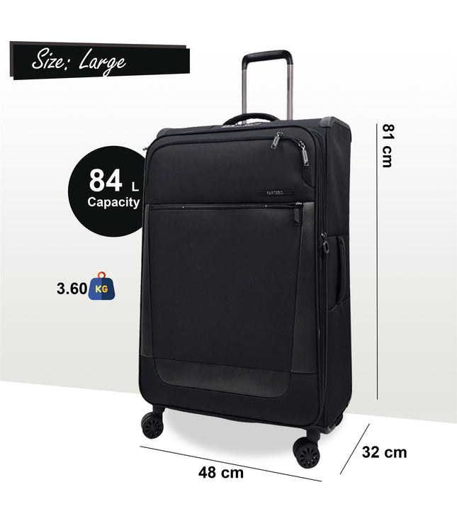 Bourne Large Soft Shell Suitcase in Black