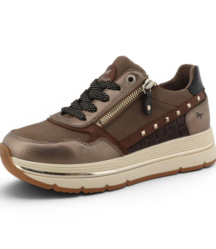 Mustang Women's Brown Lace-Up Trainers Platform Sneakers - M0332001