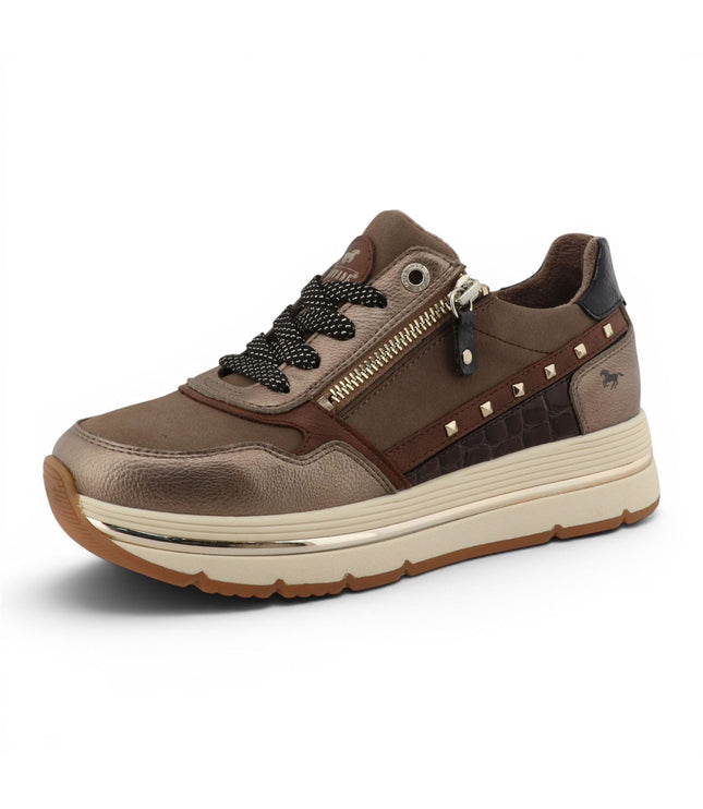 Mustang Women's Brown Lace-Up Trainers Platform Sneakers - M0332001