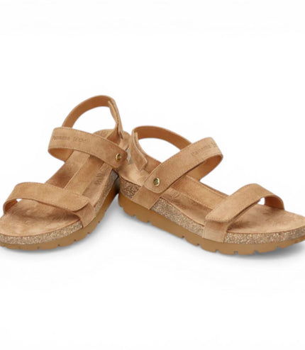 Panama Jack Women's Wedge Bark Brown Suede Leather Sandals - Selma B10