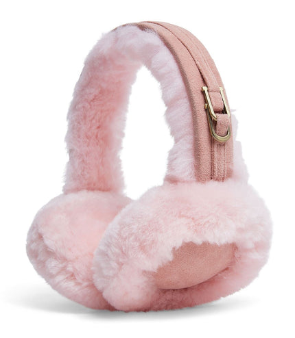 Womens Sheepskin Shearling Winter Ear Muffs Warm Comfortable - Blush Pink