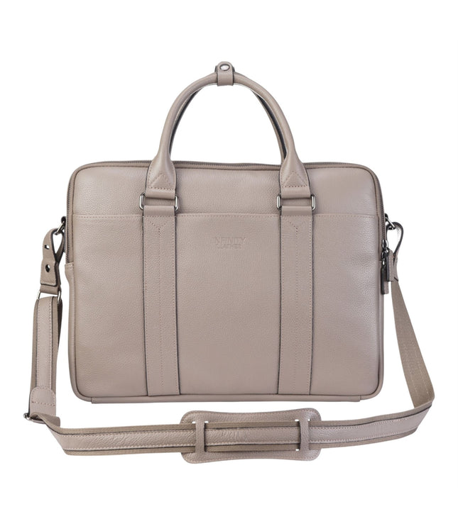 Genuine Leather Grey Laptop Business Briefcase Office Work Travel Bag - Sutton