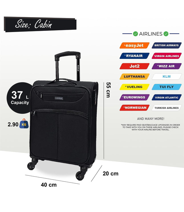 Ashford Cabin Soft Shell Suitcase in Black