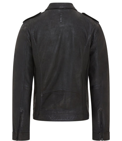 Men's Black Lamb Leather Biker Zipped Vintage Jacket
