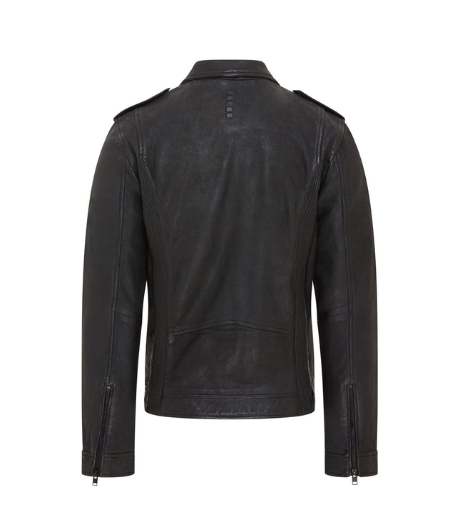 Men's Black Lamb Leather Biker Zipped Vintage Jacket