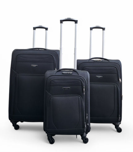 Nagoya Set of 3 Soft Shell Suitcase in Black