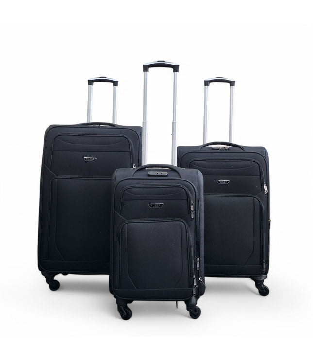 Nagoya Set of 3 Soft Shell Suitcase in Black