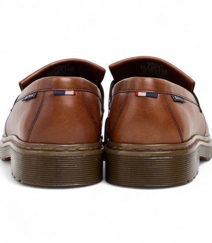 Ben Sherman Men's Tan Brown Leather Tassel Loafer Shoes - Dudley